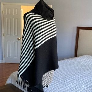 Striped Black and White Poncho